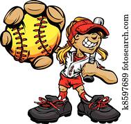 kind, softballspieler, halten, basebal kind, softballspieler, halten, basebal
