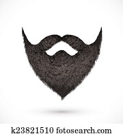 Black mustaches and beard isolated on white background Black mustaches and beard isolated on white background