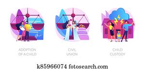 Family law abstract concept vector illustrations. Family law abstract concept vector illustrations.