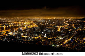 night scene of Cape Town, South Africa