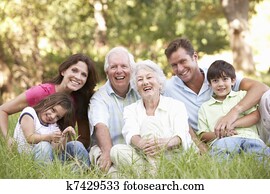 Portrait Of Extended Family Group In Park