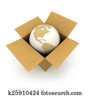 world, do, jeden, kartón