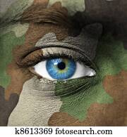 Army camouflage on human face Army camouflage on human face