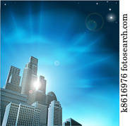 Blue corporate cityscape