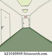 büro, hausflur, mit, ausgang