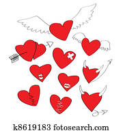 caricatura, corazón forma