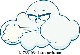 Cloud With Face Blowing Wind Cloud With Face Blowing Wind