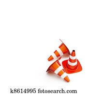 cone, alfinetes, de, a, red-white, cor, usado, em, construção, ligado, estrada