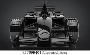 Jet black formula racing car - closeup shot Jet black formula racing car - closeup shot