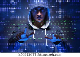 jovem, hacker, em, cyber, segurança, conceito