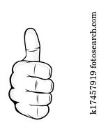 mano, actuación, pulgares arriba