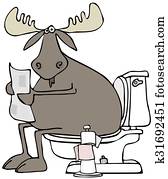 Moose sitting on a toilet Moose sitting on a toilet