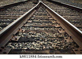 Old Rustic Railroad Track splitting lanes 