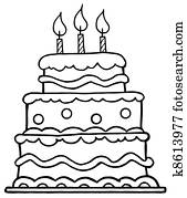 Outlined Birthday Cake Outlined Birthday Cake