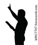 Preacher Teaching from Bible with Raised Arm Preacher Teaching from Bible with Raised Arm