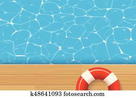 Red pool ring and swimming pool. Summer background. Red pool ring and swimming pool. Summer background.