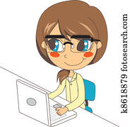 Secretary Working on Laptop