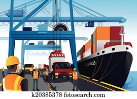 Shipping port scene Shipping port scene