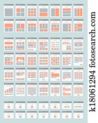 site web, sitemaps, apartamento, ícones, jogo
