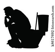 Thinking Man on Toilet Silhouette Thinking Man on Toilet Silhouette