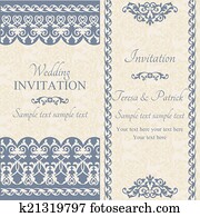barroco, invitación boda, azul oscuro