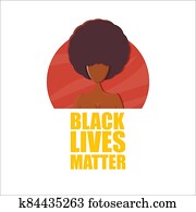 Black lives matter banner with afro american girl silhouette with afro style hair. Black lives matter graphic poster or print design template against racial discrimination with black woman Black lives matter banner with afro american girl silhouette with afro style hair. Black lives matter graphic poster or print design template against racial discrimination with black woman