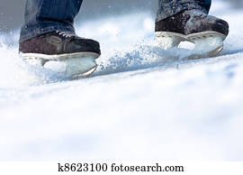 Breaking ice skates, plenty of copy space