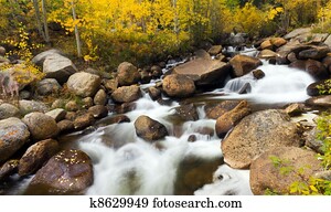 colorado, montanha rochosa, fluxo, em, outono