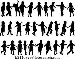 enfants, silhouettes
