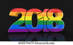 Gay Pride Color New Year 2018. Image with clipping path. Gay Pride Color New Year 2018. Image with clipping path.
