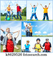 glad familie, collage.