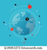 Global money exchange flat illustration concept