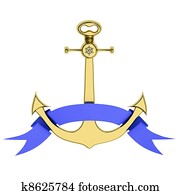 Golden anchor with ribbon Golden anchor with ribbon