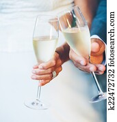 hochzeitspaar, champagner hochzeitspaar, champagner