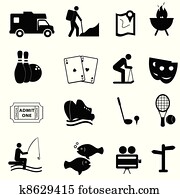 lazer, e, divertimento, ícones