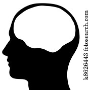 Male Head Silhouette With Brain Area Male Head Silhouette With Brain Area