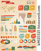 retro, infographics, set.