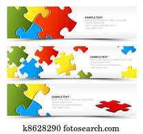 satz, von, puzzel, horizontale banner satz, von, puzzel, horizontale banner
