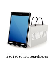 Smart phone and shopping bag Smart phone and shopping bag