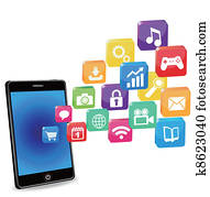 smart phone applications on a white smart phone applications on a white