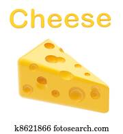 Stylized pyramid of glossy yellow cheese isolated Stylized pyramid of glossy yellow cheese isolated