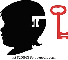 ילד, צללית, עם, הקלד