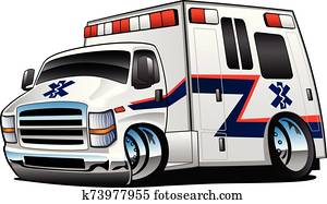 לבן, חובש, אמבולנס, הצל, משאית, ציור היתולי, הפרד, וקטור, דוגמה