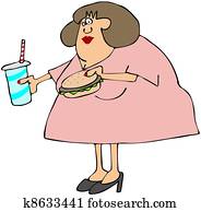 Chubby Woman Eating Fast Food Chubby Woman Eating Fast Food