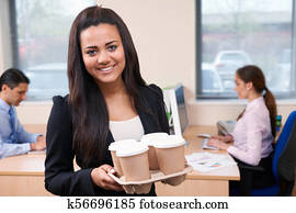 Female Intern Fetching Coffee In Office Female Intern Fetching Coffee In Office