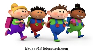 school children running