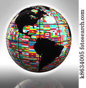 דגלים, גלובוס, להבליט, אמריקה