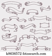 ישן, דגל של סרט, -, ל, decoration,, ספר הדבקות, ו, עצב, ב, וקטור