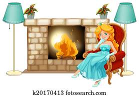A princess near the fireplace A princess near the fireplace