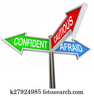 confiant, prudent, effrayé, 3, trois, manière, signes